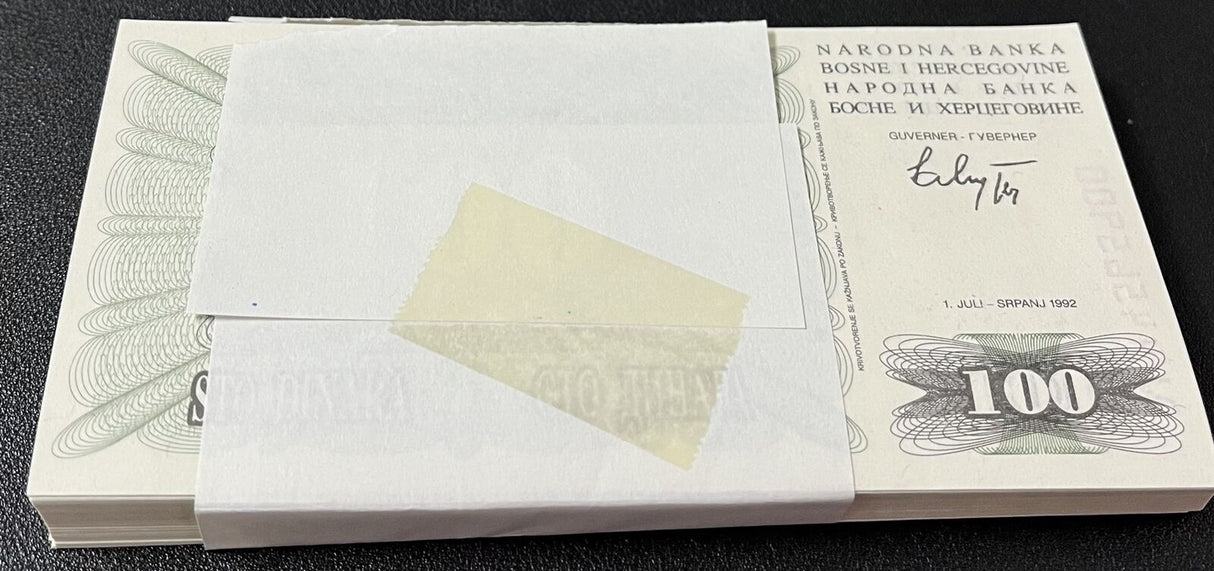 Bosnia 100 Dinara 1992 P 13 UNC LOT 100 PCS 1 Bundle