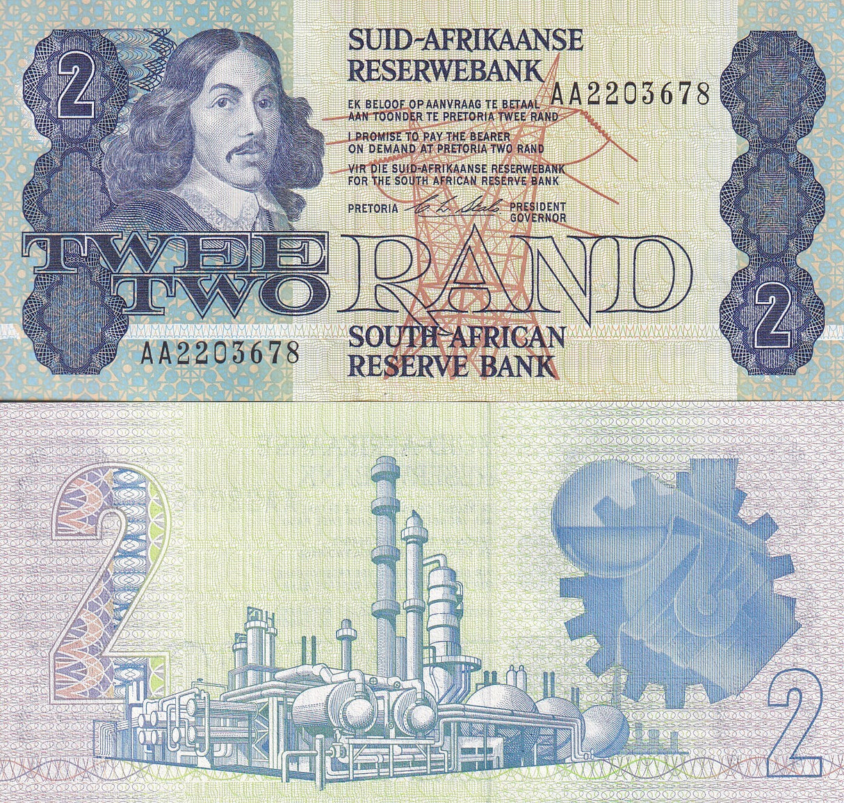 South Africa 2 Rand ND 1978-1980 P 118 e Prefix AA UNC