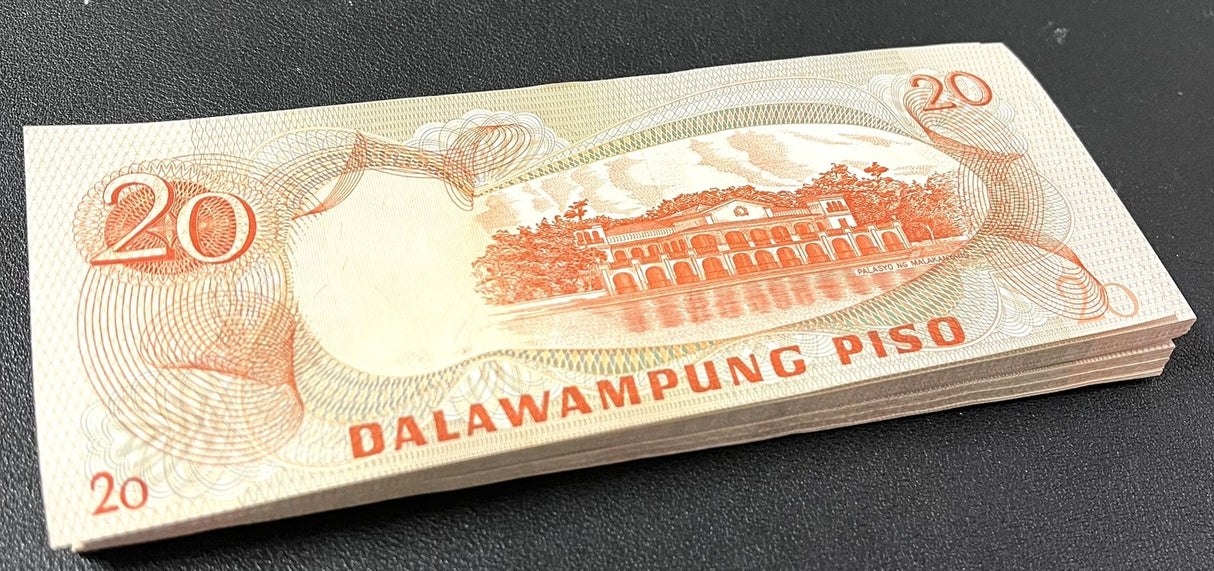 Philippines 20 Piso ND 1978 P 162 Random Sign UNC LOT 50 PCS 1/2 Bundle