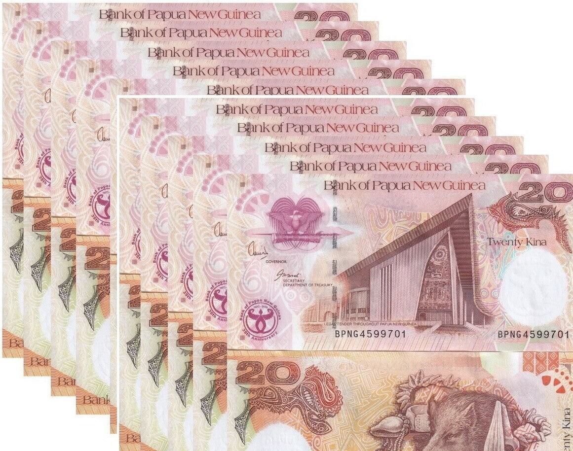 Papua New Guinea 20 Kina 2008 Commemorative P 36 UNC Lot 10 PCS