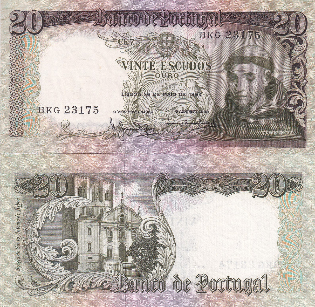 Portugal 20 Escudos 1964 P 167 UNC