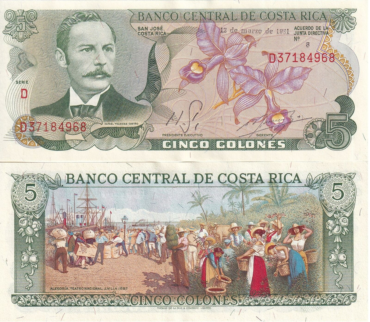 Costa Rica 5 Colones 1981 P 236 d AUnc