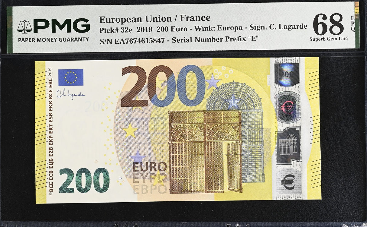 Euro 200 Euro France 2019 P 32 e Superb Gem UNC PMG 68 EPQ