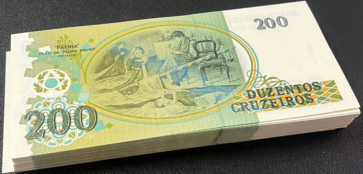 Brazil 200 Cruzeiros ND 1990-1993 P 229 UNC LOT 100 Pcs 1 Bundle