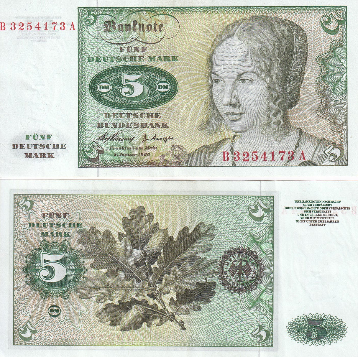 Germany Federal Republic 5 Deutsche Mark 1960 P 18 VF