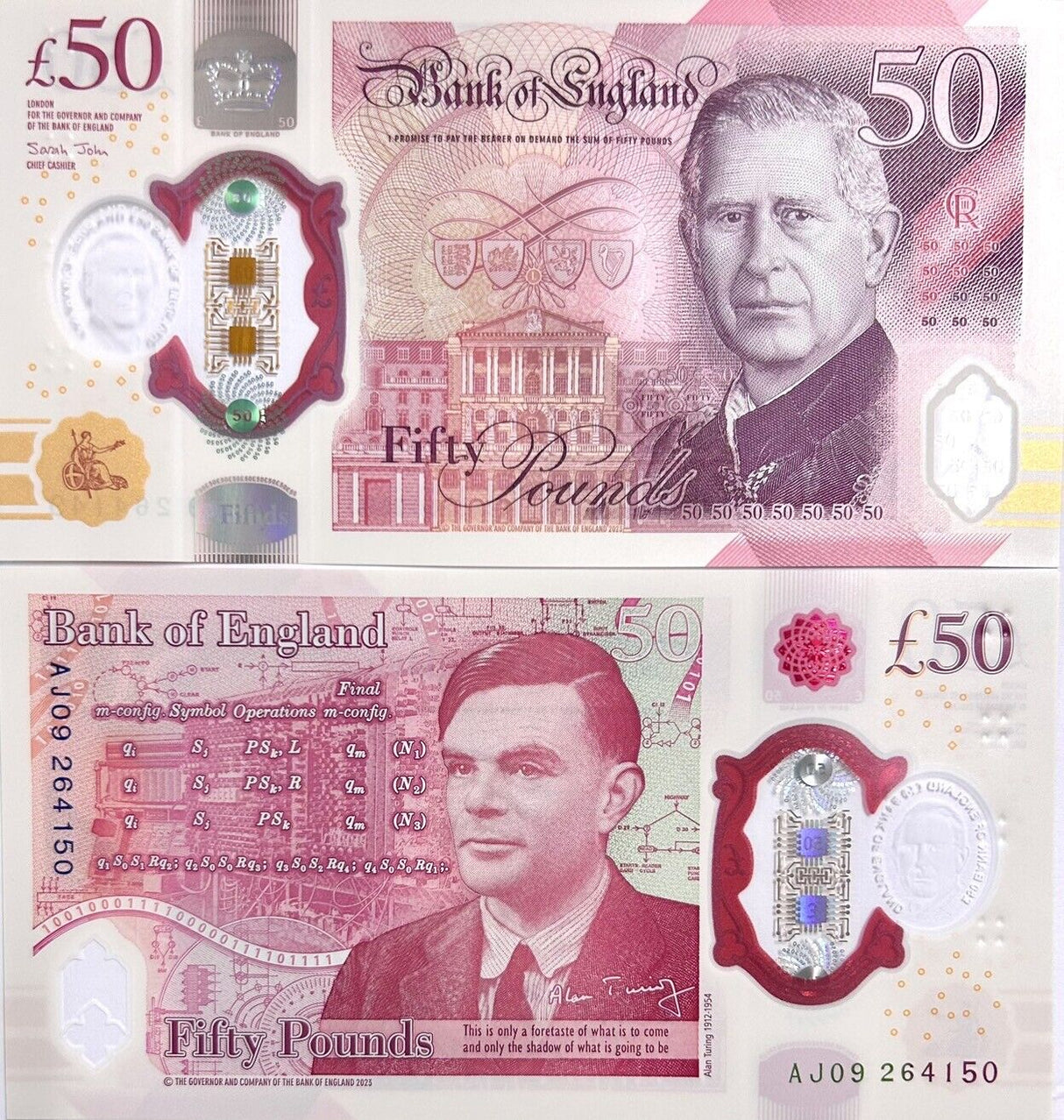 Great Britain Set 4 UNC 5 10 20 50 Pounds 2023/2024 Charles III NEW Polymer