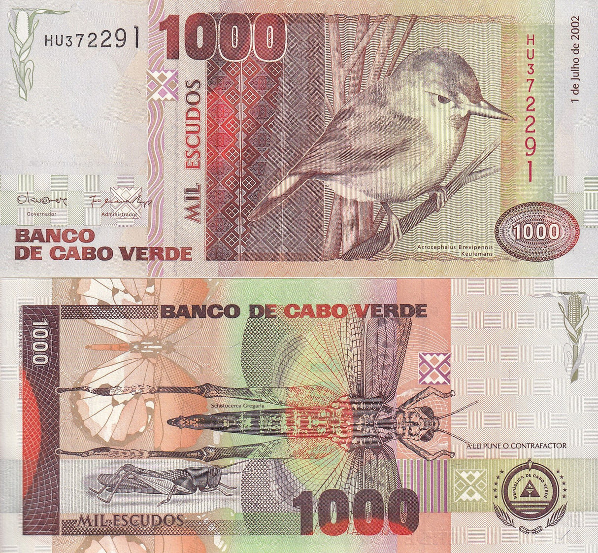 Cape Verde 1000 Escudos 2002 P 65 b UNC