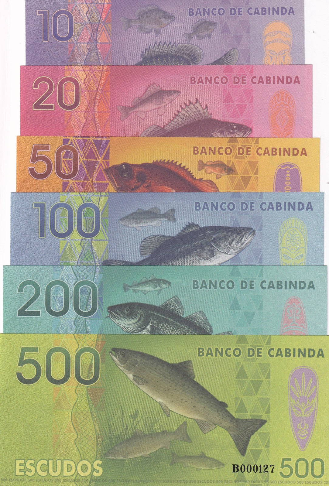 CABINDA Set 6 pcs 10 20 50 100 500 Escudos 2013 Fish FANTASY