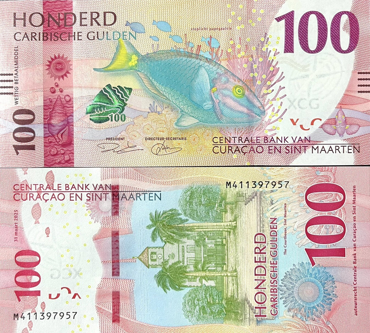 CURACAO & SINT MAARTEN SET 5 UNC 10-200 Gulden 2025 P 1 2 3 4 5 Seahorse