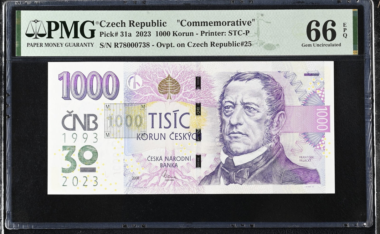 Czech Republic 1000 Korun 2023 Commemorative 30th P 31 a Gem UNC PMG 66 EPQ