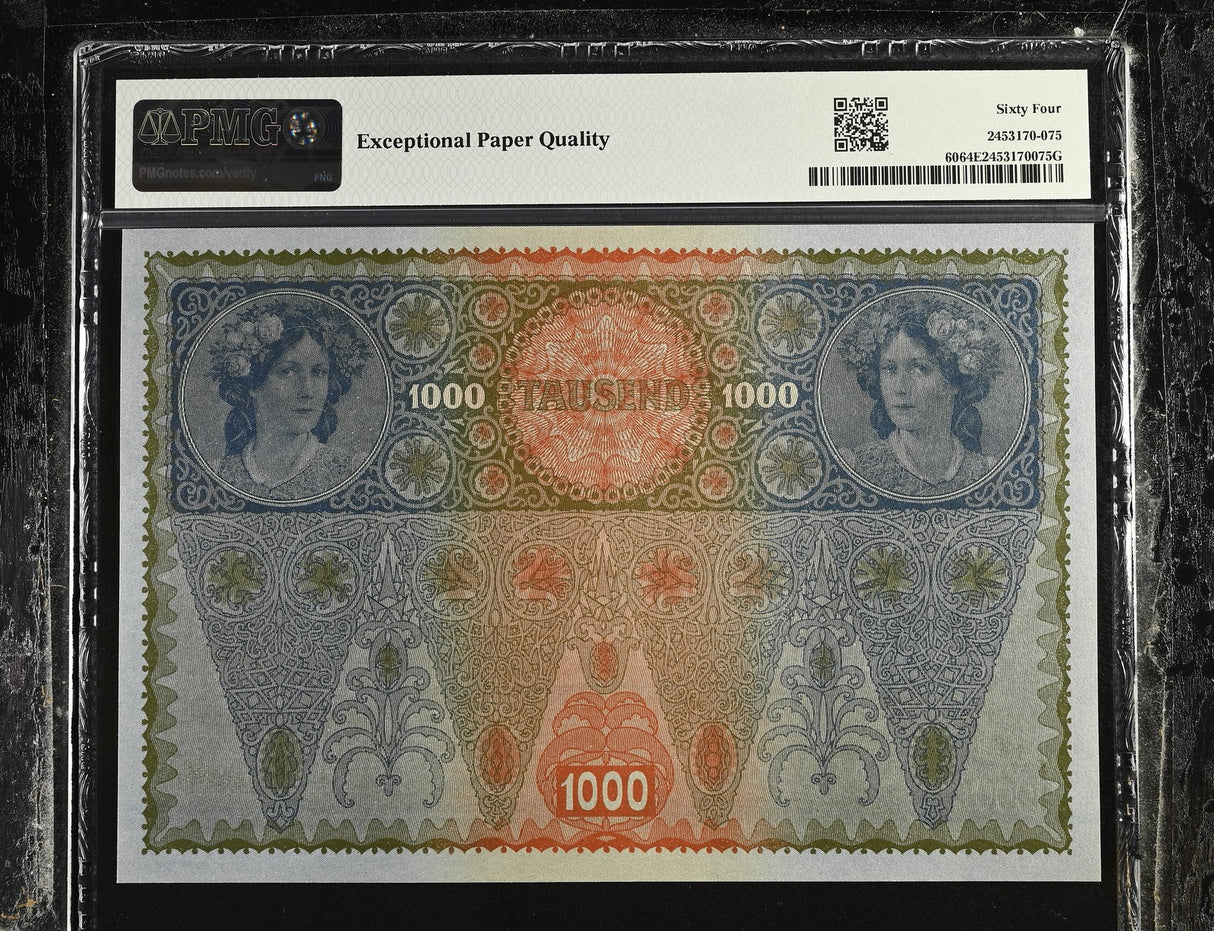 Austria 1000 Kronen 1902 ND 1919 P 60 Choice UNC PMG 64 EPQ