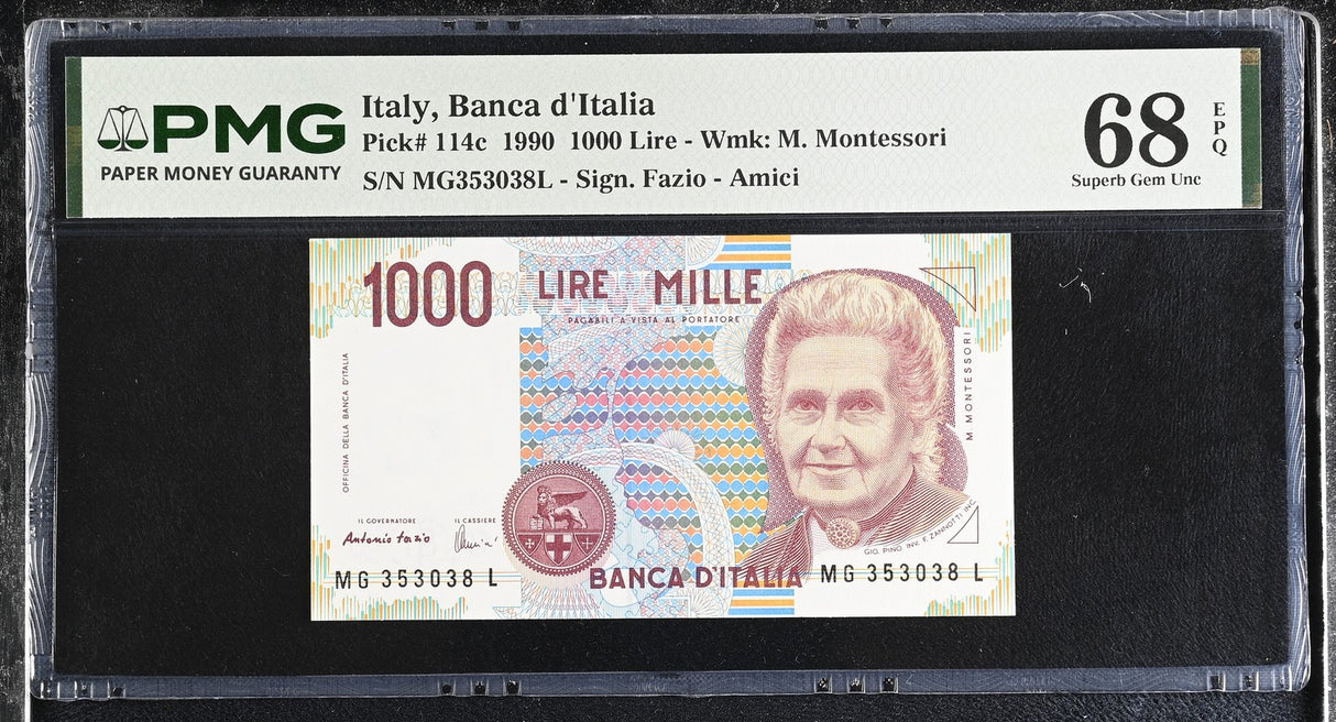 Italy 1000 Lire 1990 P 114 c Superb Gem UNC PMG 68 EPQ