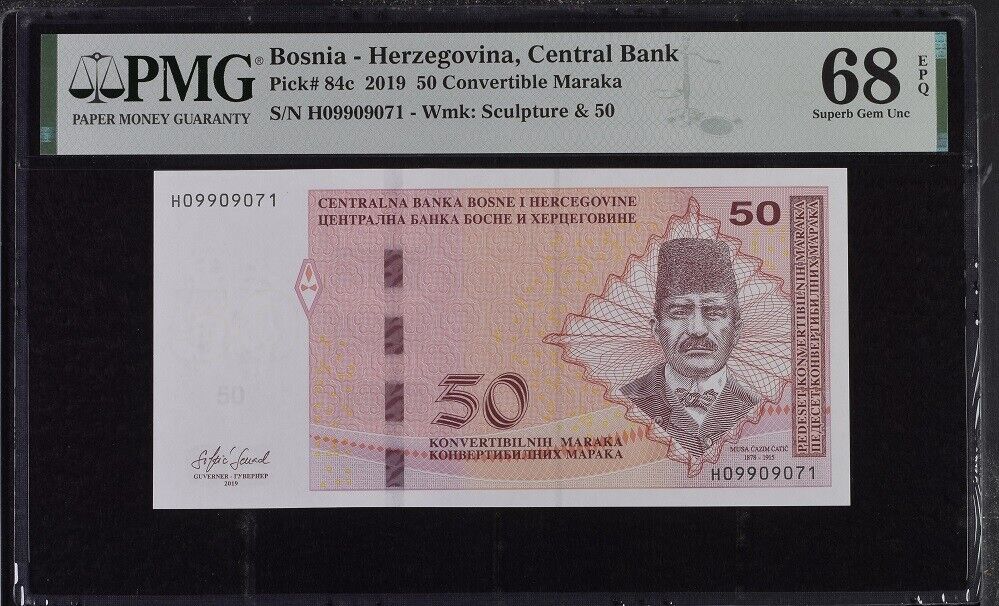 Bosnia 50 Convertible Maraka 2019 P 84 c Superb GEM UNC PMG 68 EPQ TOP POP