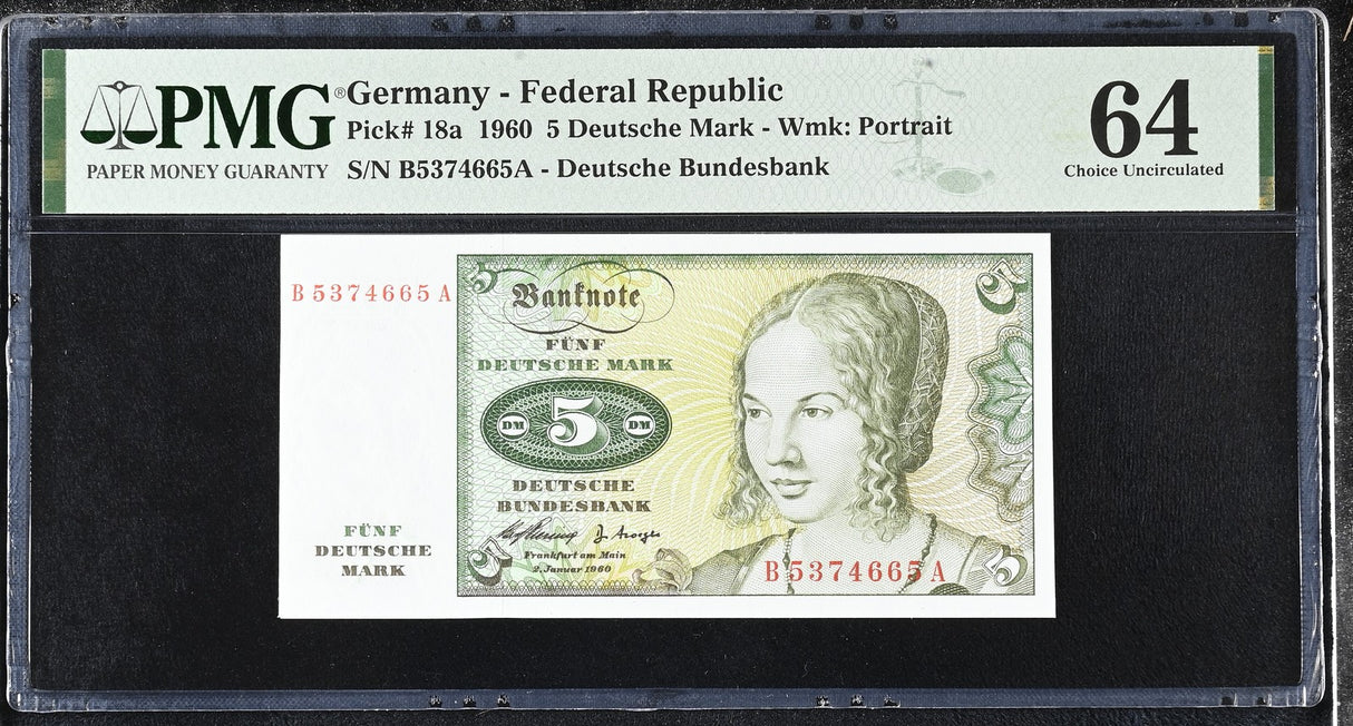 Germany Federal Republic 5 Deutsche Mark 1960 P 18 a Choice UNC PMG 64