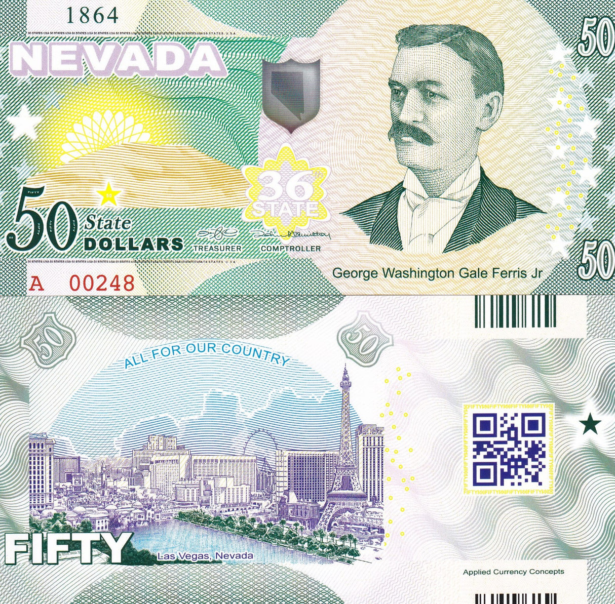 USA United State 50 Dollars 2022 POLYMER 36th Nevada