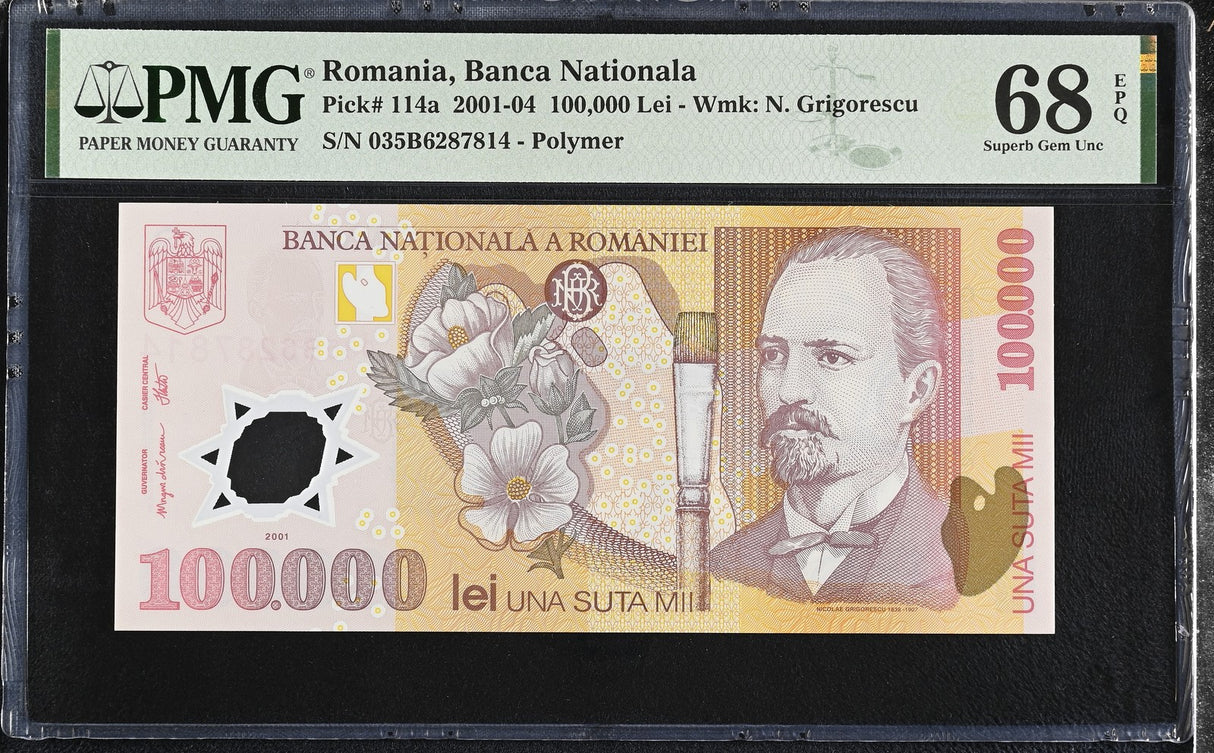 Romania 100000 Lei 2003 P 114 a Polymer Superb Gem UNC PMG 68 EPQ