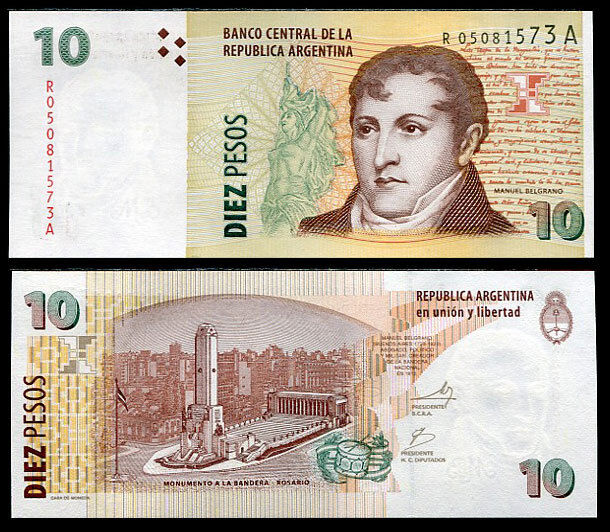 Argentina 10 Pesos P 354 ND 2003 RA REPLACEMENT UNC
