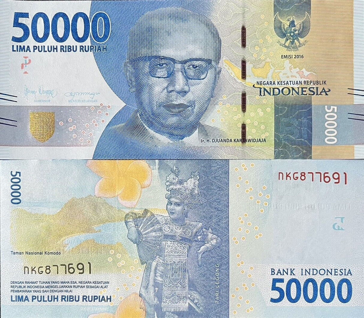 Indonesia 50000 Rupiah 2016 / Random Year P 159 UNC