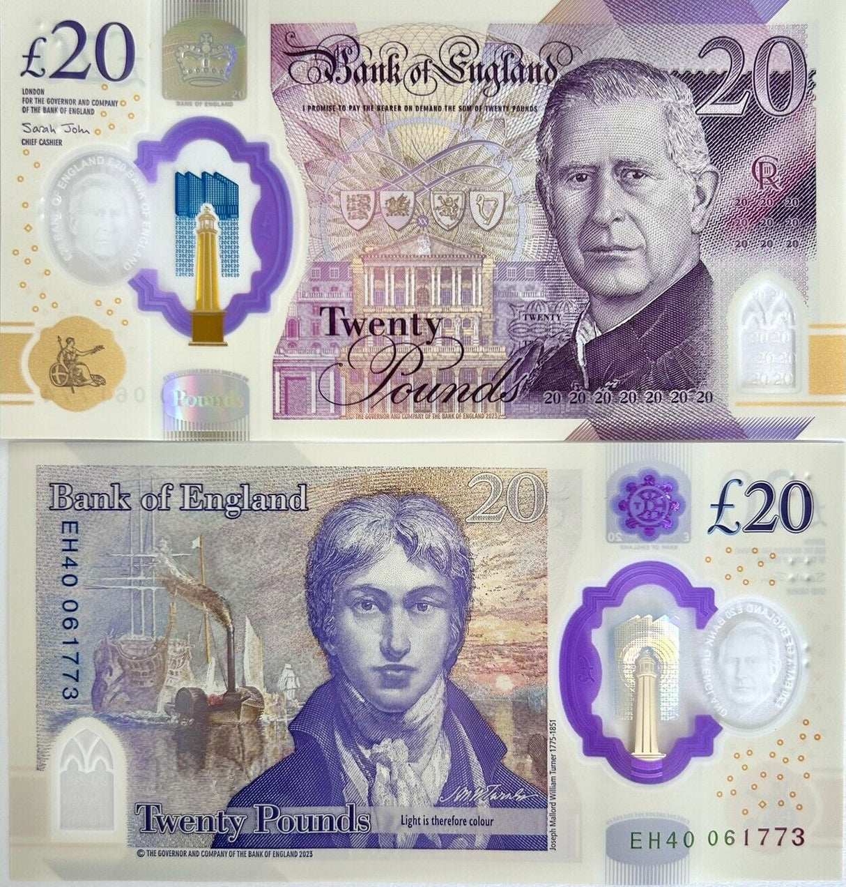 Great Britain Set 4 UNC 5 10 20 50 Pounds 2023/2024 Charles III Polymer NEW