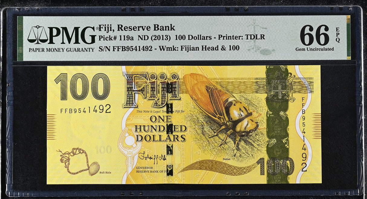 Fiji 100 Dollars ND 2013 P 119 a Gem UNC PMG 66 EPQ
