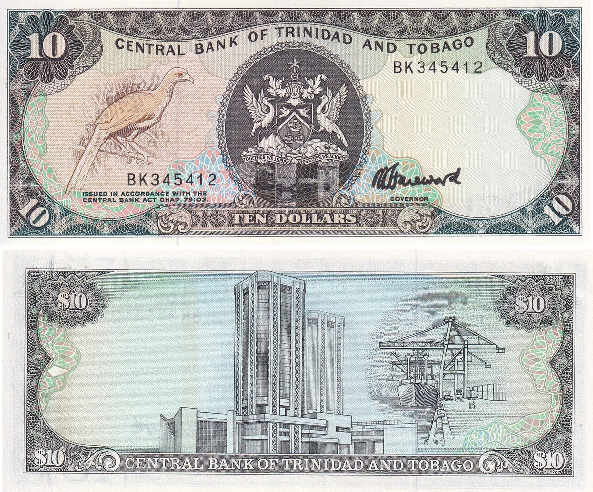 Trinidad & Tobago 10 Dollar ND 1985 P 38 c UNC