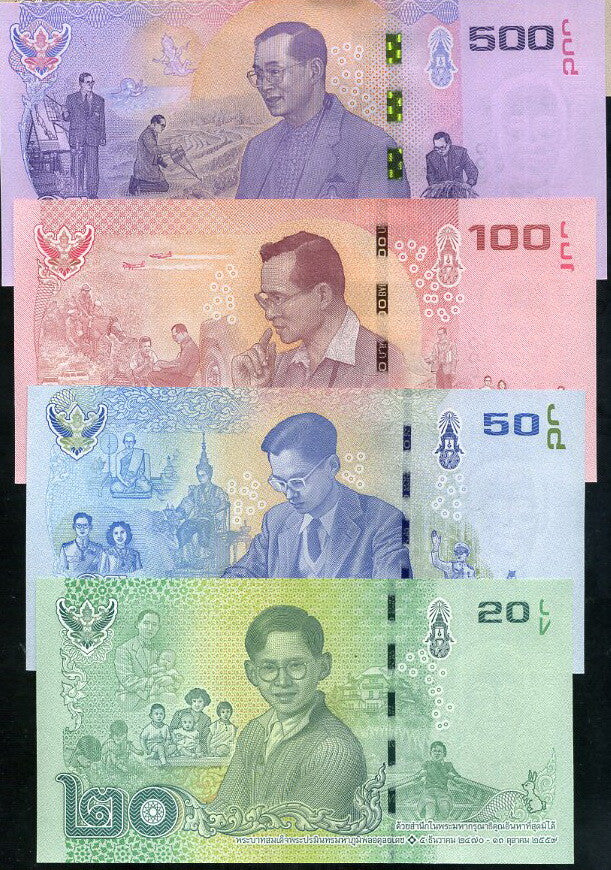 Thailand Set 4 UNC 20 50 100 500 Baht ND 2017 COMM. P 130 131 132 133