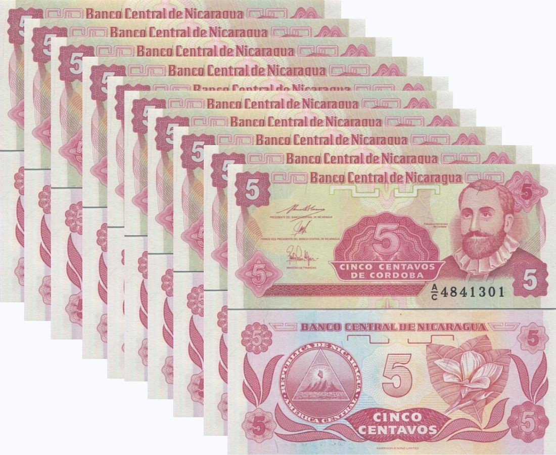 Nicaragua 5 centavo 1991 P 168 UNC Lot 10 PCS