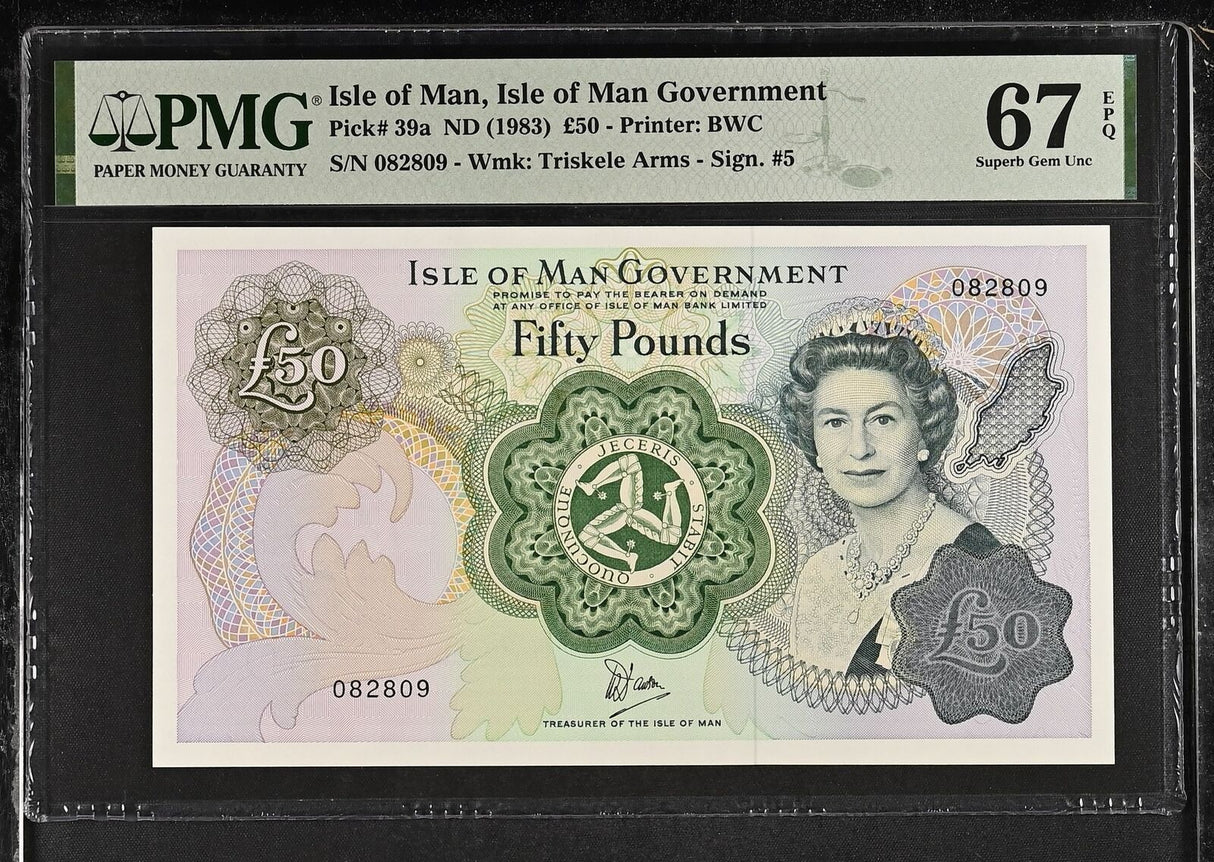 Isle of Man 50 Pounds ND 1983 P 39 a Superb Gem UNC PMG 67 EPQ