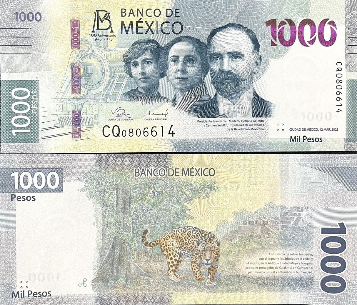 Mexico 1000 Pesos 2024 Mixed Sign 1925-2025 Commemorative 100th P 142 UNC