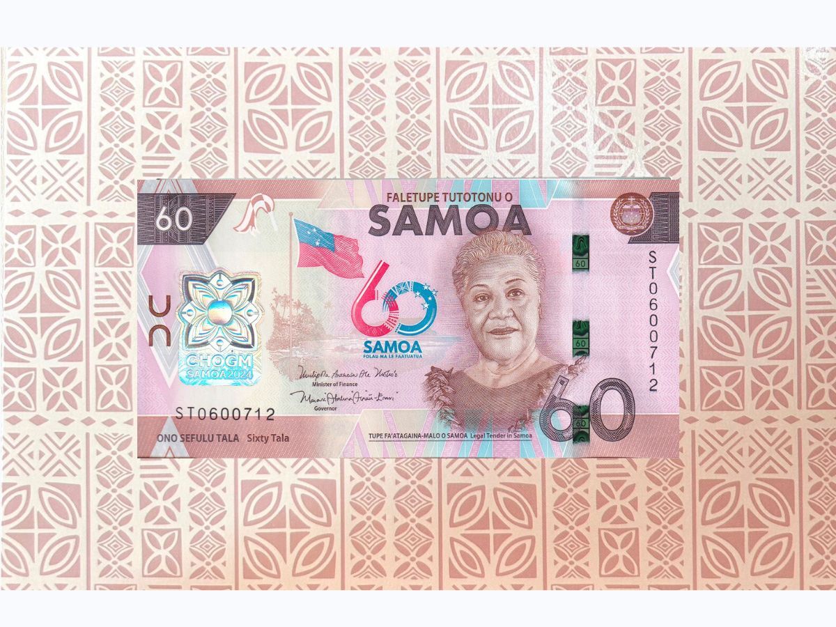 Samoa SET 4 UNC (5 10 20 Polymer) 60 Tala 2024 P 50 51 52 53 CHOGM Comm W/FOLDER