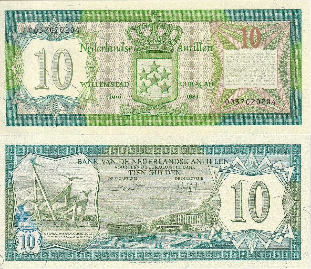 Netherlands Antilles 10 Gulden 1984 P 16 b UNC