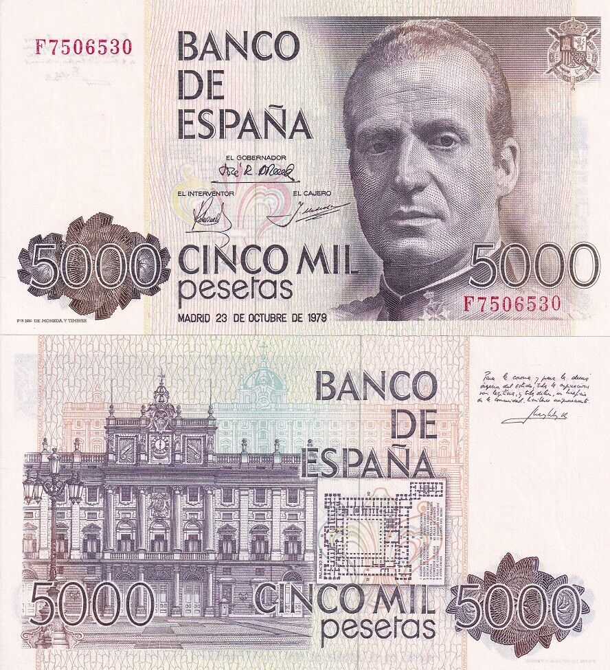 Spain 5000 Pesetas 1979 P 160 UNC