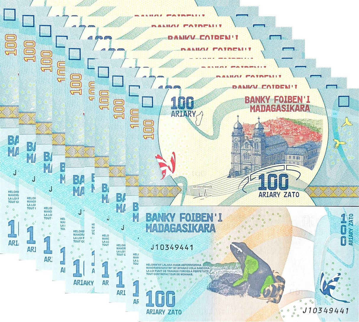 Madagascar 100 Ariary 2017 P 97 UNC Lot 10 Pcs 1/10 Bundle