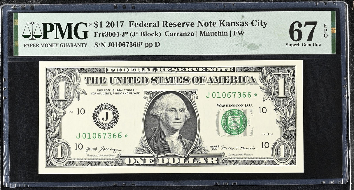 United States 1 Dollar USA 2017 P 544* Rep J Kansas Superb Gem UNC PMG 67 EPQ