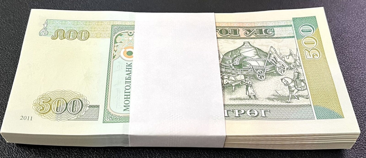Mongolia 500 Tugrik 2011 P 66 UNC LOT 100 PCS 1 Bundle