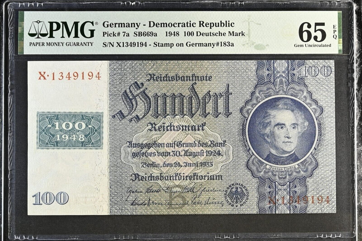 Germany 100 Deutsche Mark 1948 P 7 a Gem UNC PMG 65 EPQ