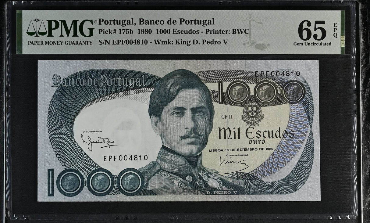 Portugal 1000 Escudos 1980 P 175 b Gem UNC PMG 65 EPQ