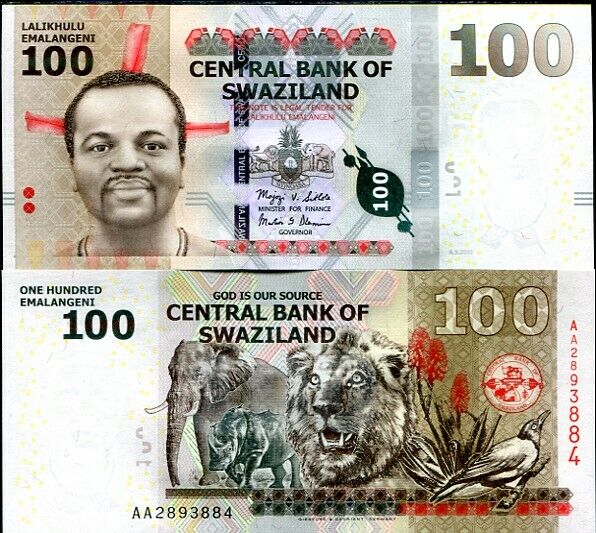 Swaziland 100 Emalangeni 2010 P 39 AA PREFIX UNC