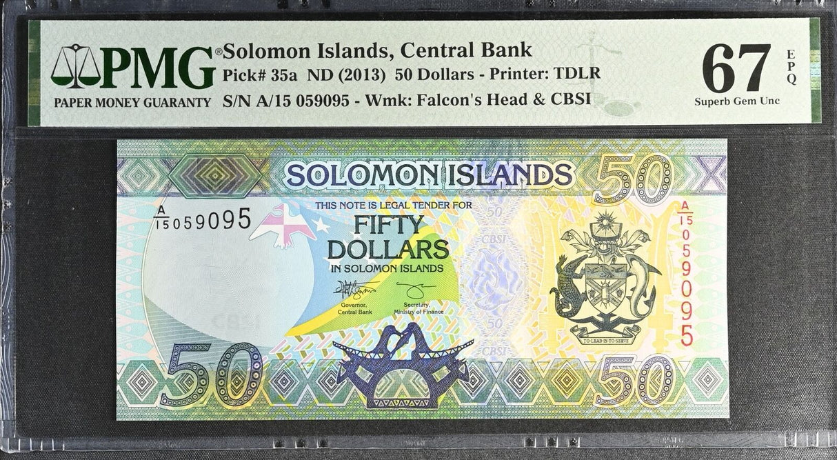 Solomon Islands 50 Dollars ND 2013 P 35 a NICE 059095 Superb Gem UNC PMG 67 EPQ