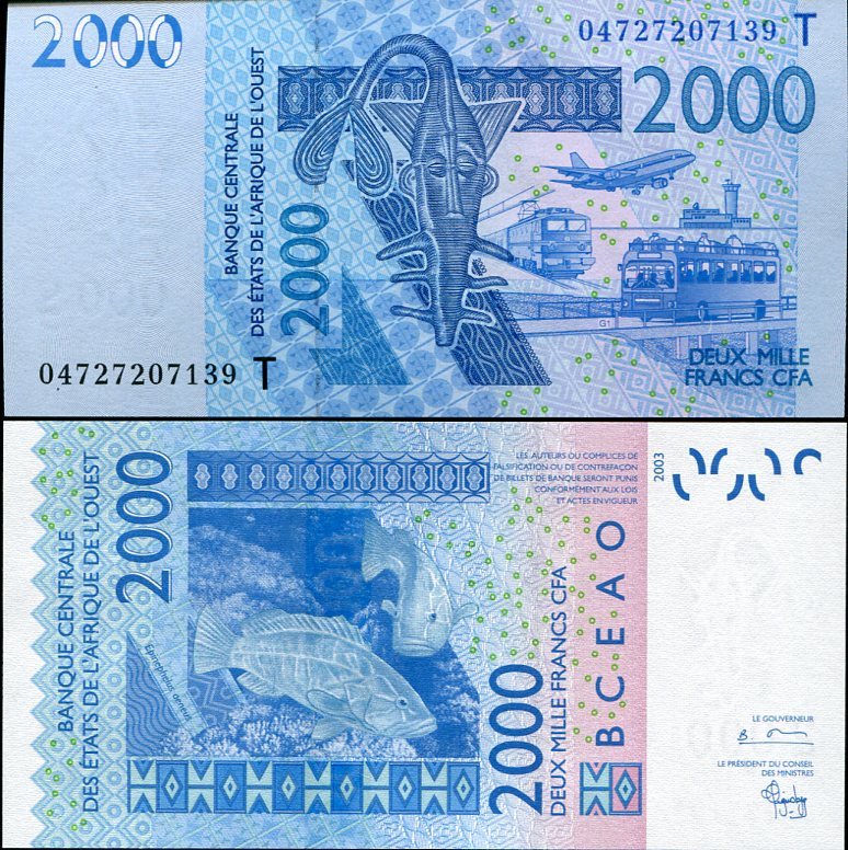 WEST AFRICAN STATE TOGO 2000 2,000 FRANCS 2004 P 816 T UNC