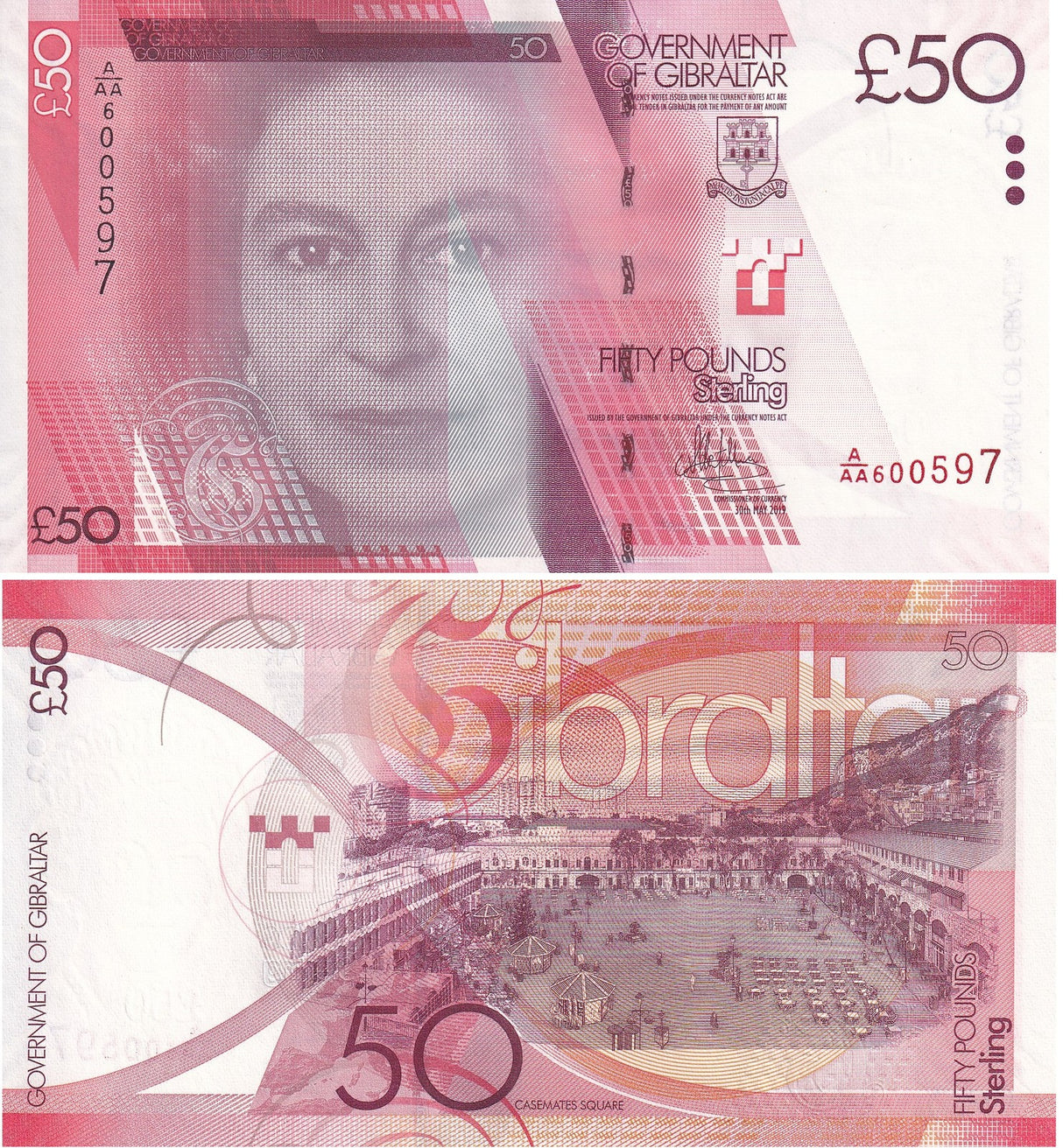 Gibraltar 50 Pounds 2019 Prefix A/AA P 38 UNC