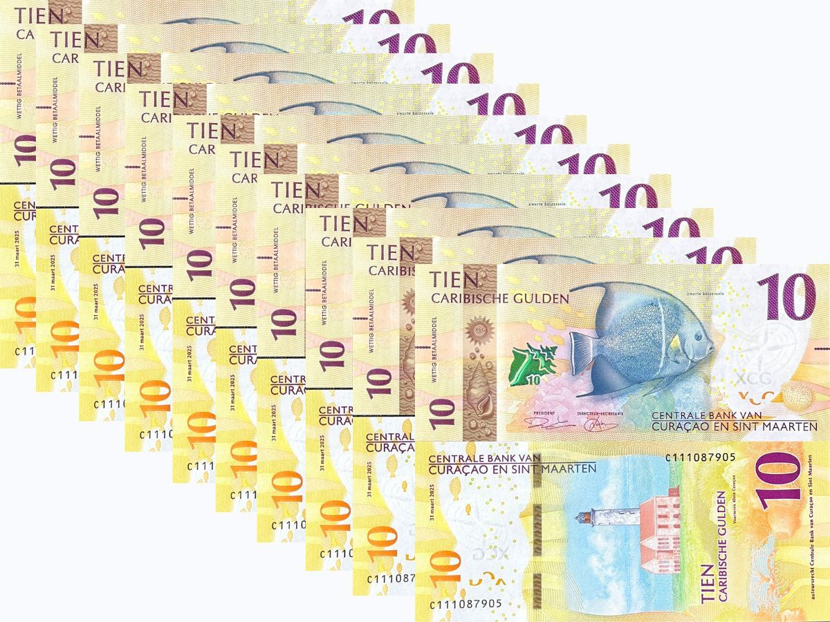 CURACAO & SINT MAARTEN 10 Gulden 2025 P 1 NEW FISH UNC LOT 10 Pcs 1/10 BUNDLE