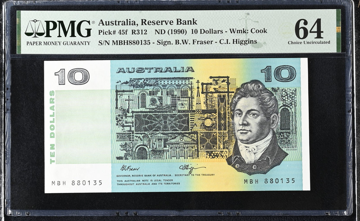 Australia 10 Dollars ND 1990 P 45 f Choice UNC PMG 64