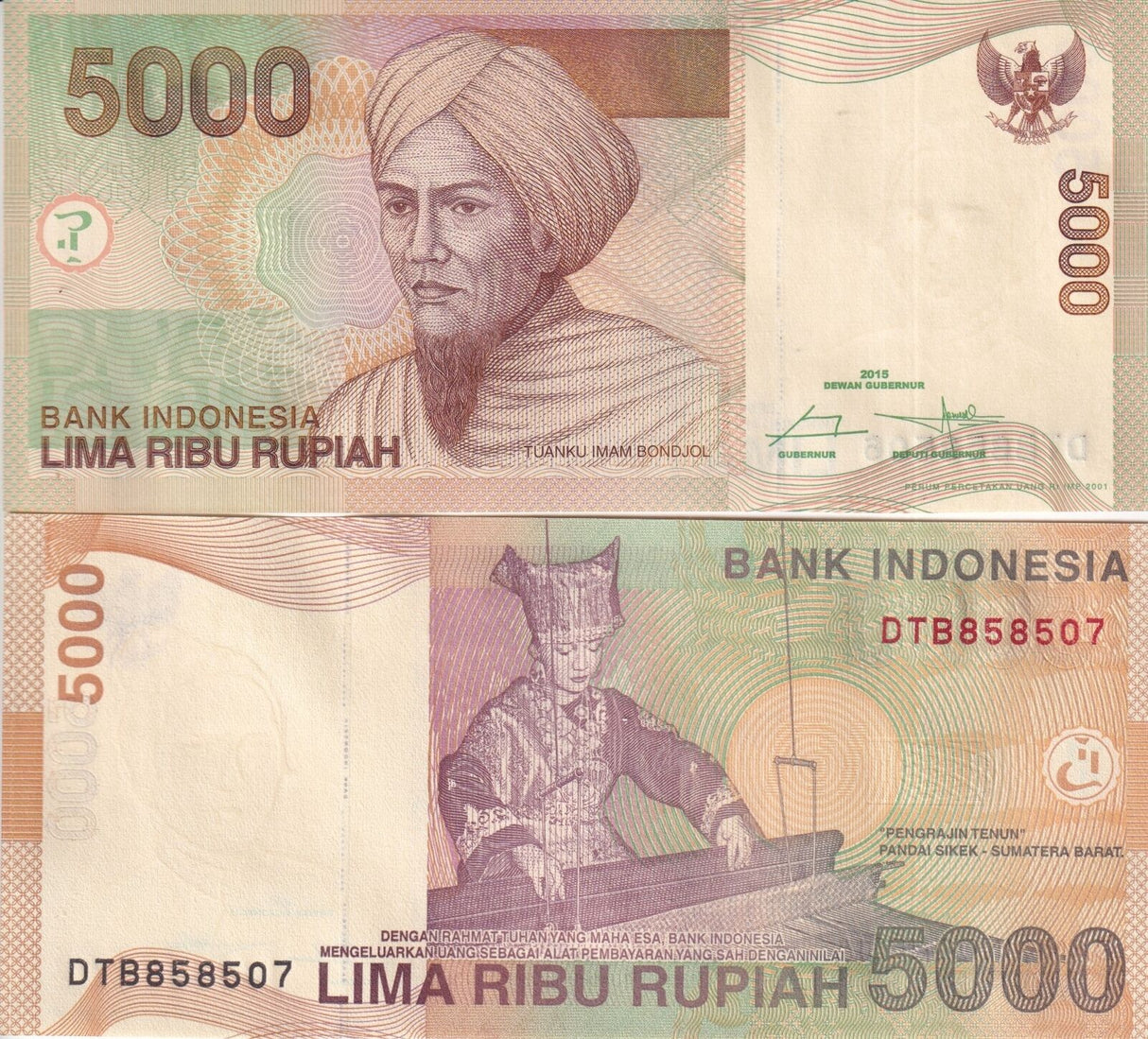 Indonesia 5000 Rupiah 2015 P 142 o UNC