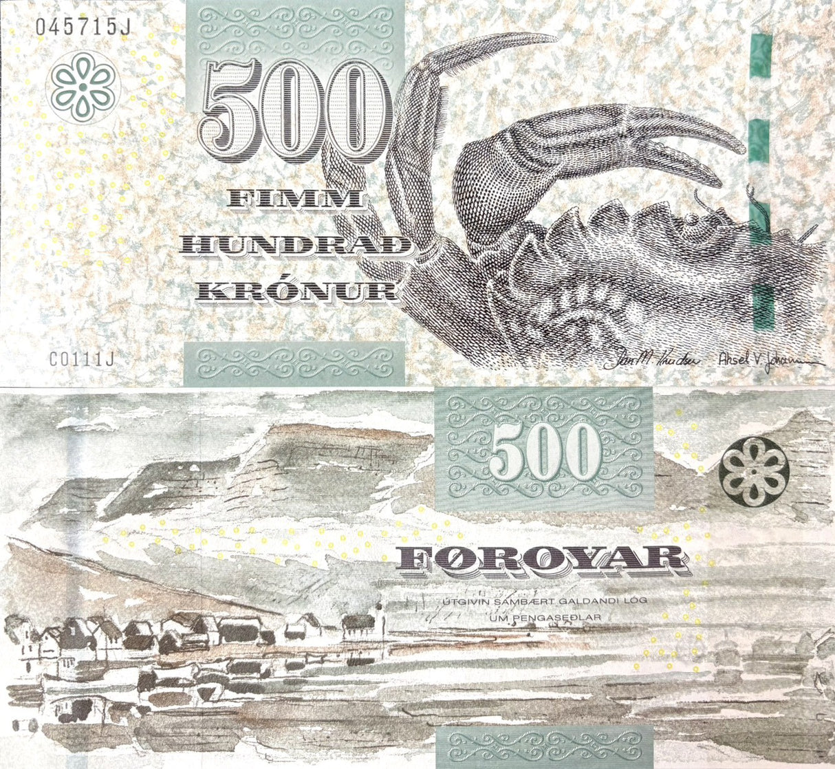 Faeroe Islands 500 Kronur 2011 P 32 UNC
