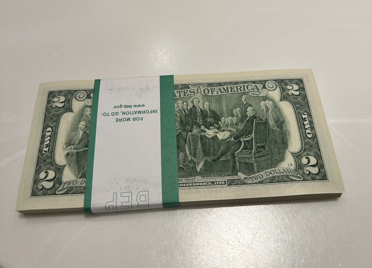 United States 2 Dollars USA 2017A P 545 UNC LOT 100 PCS 1 Bundle