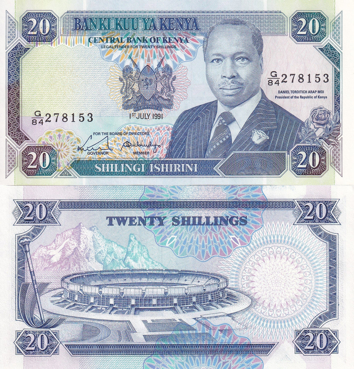 Kenya 20 Shillings 1991 P 25 d UNC
