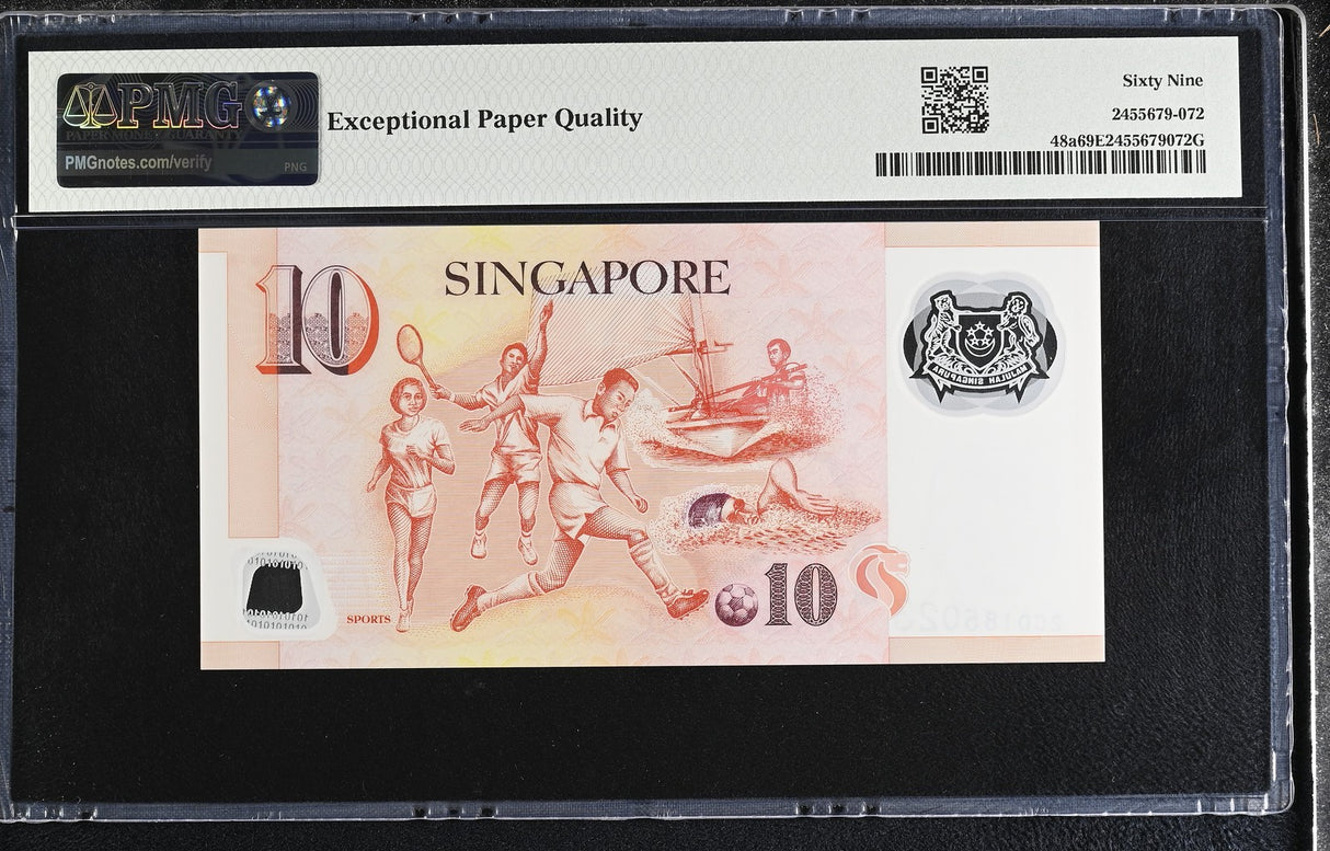 Singapore 10 Dollars ND 2004 P 48 a Polymer Superb Gem UNC PMG 69 EPQ
