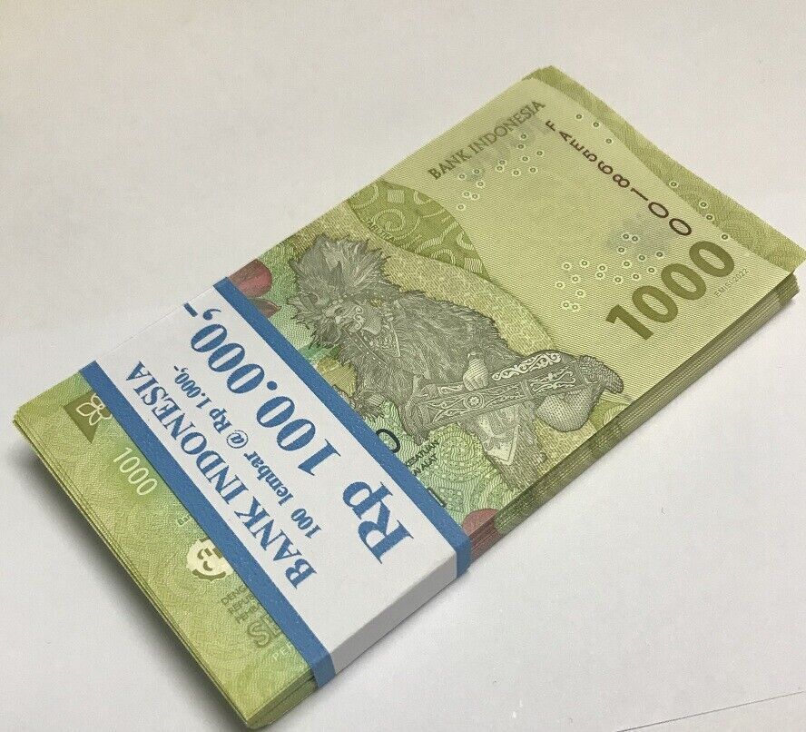 Indonesia 1000 Rupiah Random Year P 162 UNC Lot 100 Pcs 1 Bundle