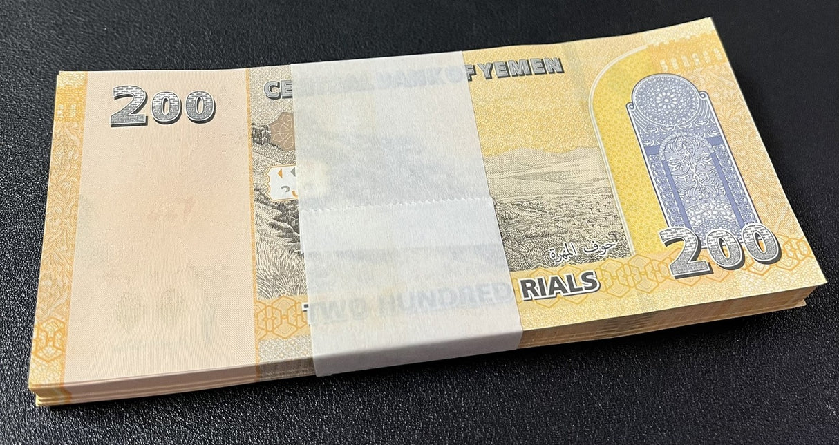 Yemen 200 Rials 2018 P 38 UNC LOT 100 PCS 1 Bundle